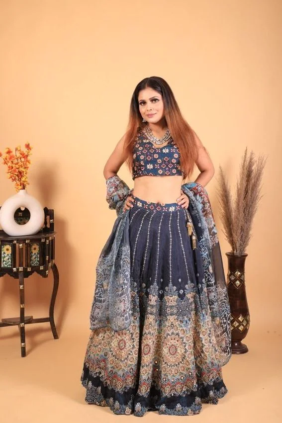 Midnight Royale - Digital Print Lehenga Set