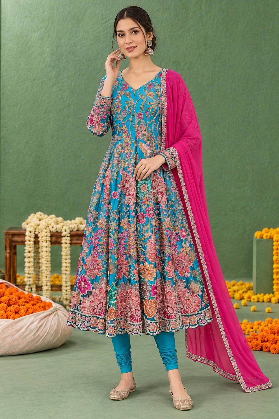 Noorani Gul - Position Print Anarkali Suit Set