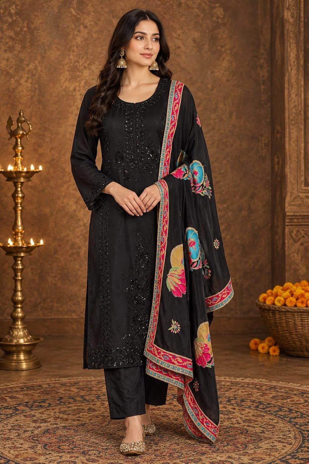 Noir Mehfil - Black Beadwork Suit Set