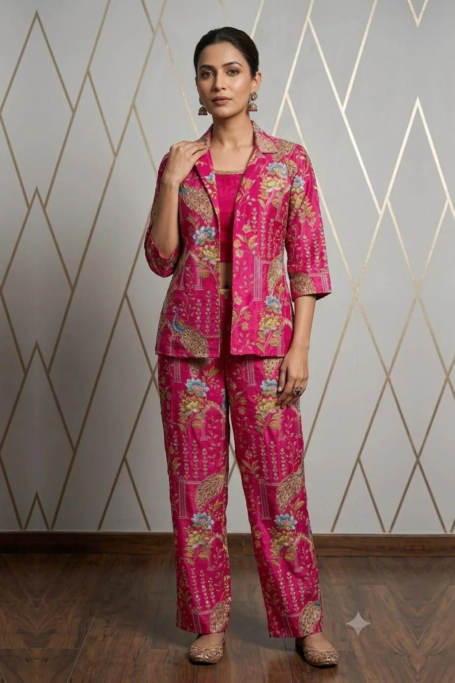Gulnaar Royale - Pink Crepe Co-ord Set