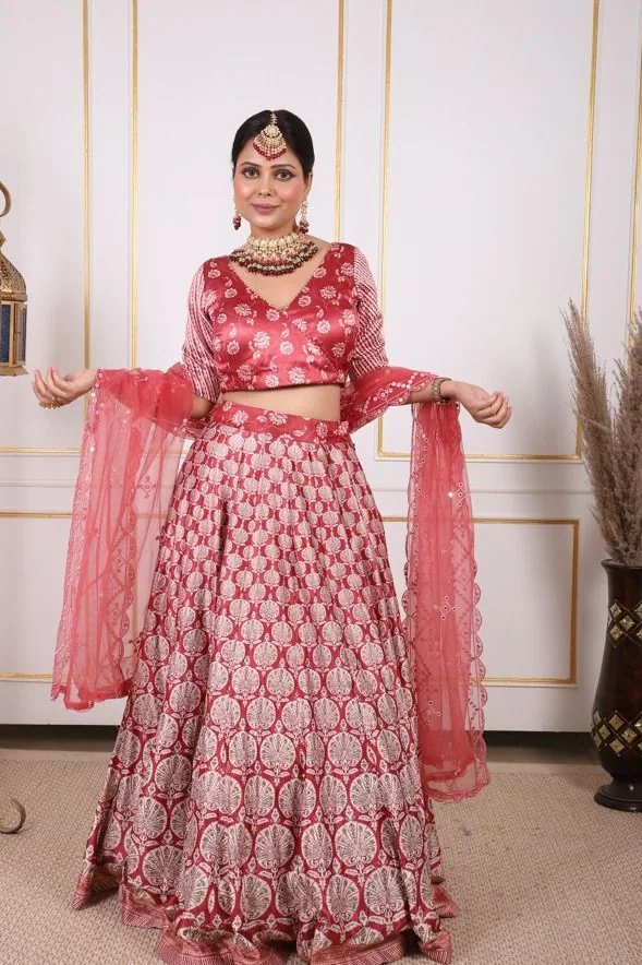 Rani Amara - Mirror Work Lehenga Set with Net Dupatta